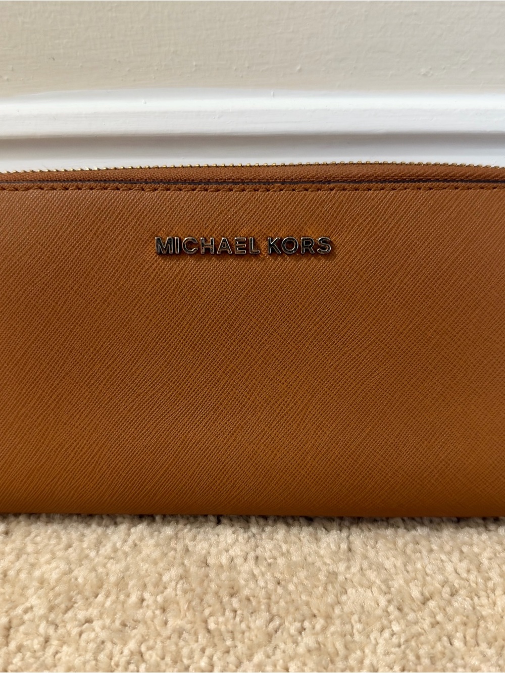Michael Kors Women’s Zip-Top Leather Wallet - Tan